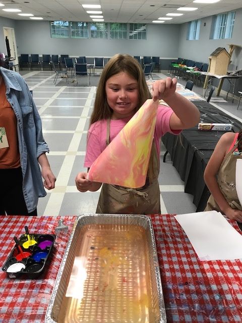 2017.camp week.7.Lilly pulling marbled paper